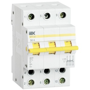 Выключатель-разъединитель трехпозиционный ВРТ-63 3P 50А IEK 3 модуля