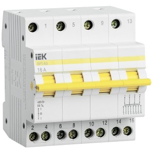 Выключатель-разъединитель трехпозиционный ВРТ-63 4P 16А IEK 4 модуля