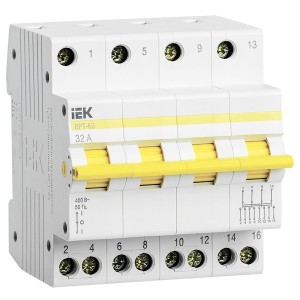 Выключатель-разъединитель трехпозиционный ВРТ-63 4P 32А IEK 4 модуля