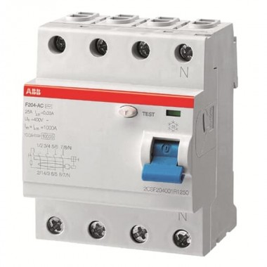 Отзывы УЗО ABB F204 AC-25/0,5 4-х полюсное тип AC 25A 500mA 4 модуля