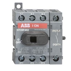 Рубильник OT25F4N2 до 25А 4х полюсный для установки на DIN-рейку или плату (с резервной ручкой)