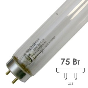 Лампа бактерицидная LightBest LBCQ 75W T8 G13 специальная безозоновая кварцевое стекло