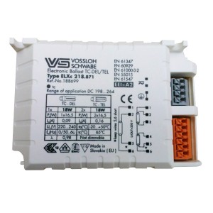 Обзор ЭПРА Vossloh Schwabe ELXc 218.871 TC-DEL/TEL 1x18/2x18W 103x67x31 для компактных люминесцентных ламп