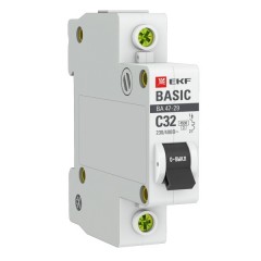 Автоматический выключатель 1P 32А (C) 4,5кА ВА 47-29 EKF Basic (автомат)
