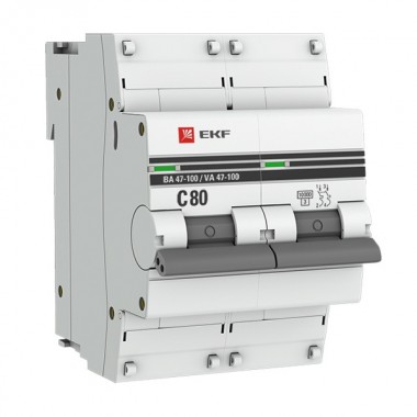 Отзывы Автоматический выключатель 2P  80А (C) 10kA ВА 47-100 EKF PROxima (автомат)