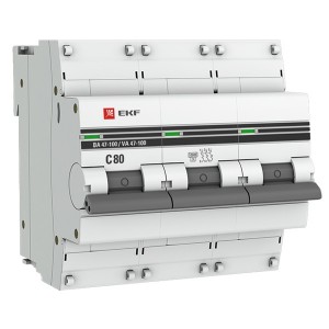 Обзор Автоматический выключатель 3P  80А (C) 10kA ВА 47-100 EKF PROxima (автомат)