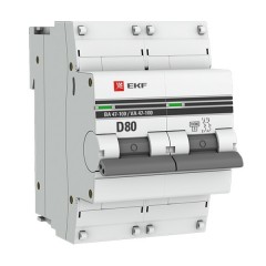 Автоматический выключатель 2P  80А (D) 10kA ВА 47-100 EKF PROxima (автомат)