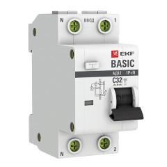 Дифференциальный автомат 1P+N 32А 30мА тип АС х-ка C эл. 4,5кА АД-12 EKF Basic