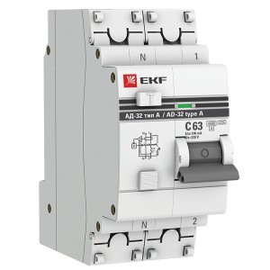 Дифференциальный автомат АД-32 1P+N 63А/100мА (тип А) EKF PROxima