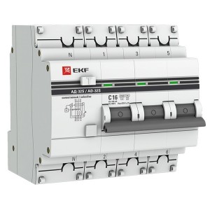Дифференциальный автомат АД-32 (селективный) 3P+N 16А/100мА С тип АС EKF PROxima