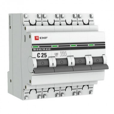 Купить Автоматический выключатель 4P 25А (C) 4,5kA ВА 47-63 EKF PROxima (автомат)