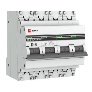 Автоматический выключатель 4P 6А (D) 4,5kA ВА 47-63 EKF PROxima (автомат)