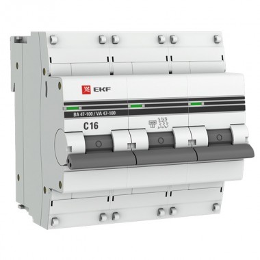 Отзывы Автоматический выключатель 3P  16А (C) 10kA ВА 47-100 EKF PROxima (автомат)