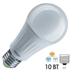Лампа Navigator 61 625 NLL-A60-10-230-3COLOR-E27 с изменяемой цветовой температурой 2700/4000/6500K