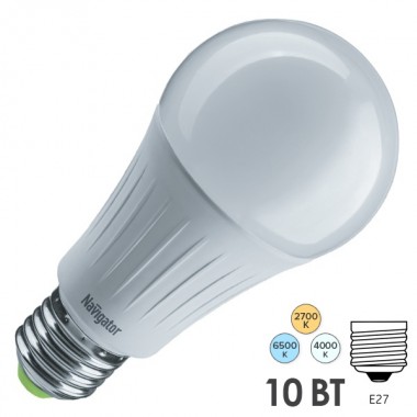 Отзывы Лампа Navigator 61 625 NLL-A60-10-230-3COLOR-E27 с изменяемой цветовой температурой 2700/4000/6500K