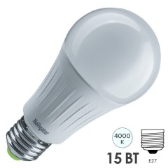 Лампа светодиодная низковольтная Navigator 61 441 NLL-A60-15-127-4K-E27 15W 127V 4000K D60x124mm