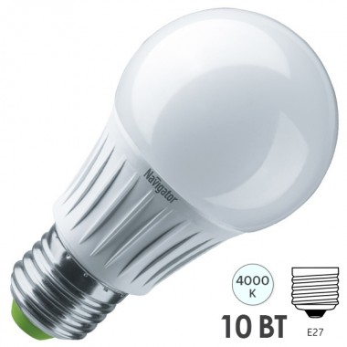 Купить Лампа светодиодная низковольтная Navigator 61 664 NLL-A60-10-127-4K-E27 10W 127V 4000K D60x108mm