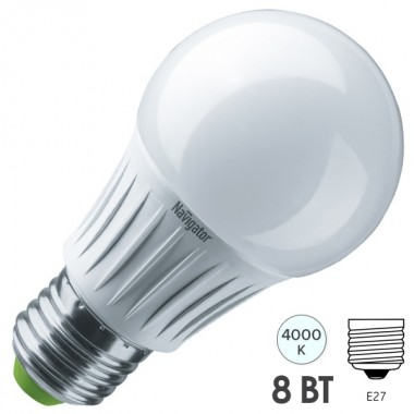Купить Лампа светодиодная Navigator 61 384 NLL-A60-8-230-4K-E27-DIMM 8W 4000K 680Lm D55x105mm