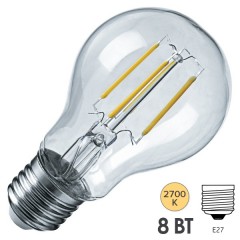 Лампа светодиодная Navigator 61 623 NLL-F-A60-8-230-2.7K-E27-DIMM 8W 2700K 800Lm D60x105mm