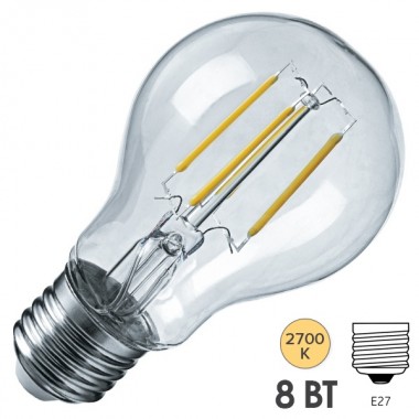 Купить Лампа светодиодная Navigator 61 623 NLL-F-A60-8-230-2.7K-E27-DIMM 8W 2700K 800Lm D60x105mm