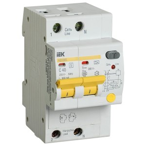 Отзывы Дифференциальный автоматический выключатель селективный АД12MS 2P C40 300мА тип А 4500кА ИЭК (автомат)