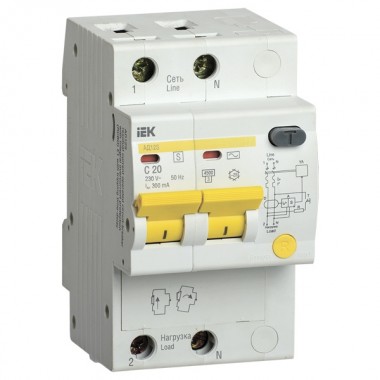 Отзывы Дифференциальный автоматический выключатель селективный АД12S 2P C20 300мА тип АС 4500кА ИЭК (автомат)