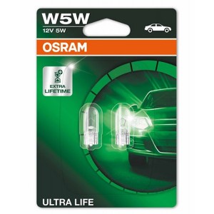 Лампа 2825ULT-02B W5W 12V 5W W2.1x9.5d (4 года гарантии) ULTRA LIFE OSRAM