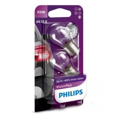Лампа 12498VPB2 P21W 12V-21W (BA15s) (+50% света) (блистер 2шт.) Vision Plus PHILIPS