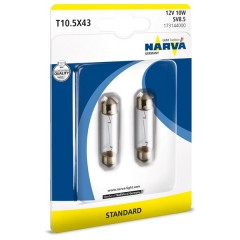 Лампа 17314 Fest T10,5 12V-10W (SV8,5-41/11) (блистер 2шт.) NARVA