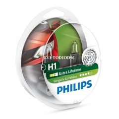 Лампа 12258LLECOS2 H1 12V 55W P14,5s (увелич. срок службы) LongLife EcoVision (уп. 2шт) PHILIPS