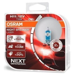 Лампа 64211NL-HCB 55W 12V PGJ19-2 H11 BOX2 (+150% больше света) NIGHT BREAKER LASER OSRAM (уп. 2шт)