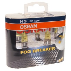 Лампа 62151FBR-HCB H3 12V 55W PK22s (+60% больше света, 2600K) FOG BREAKER OSRAM (упаковка 2шт)