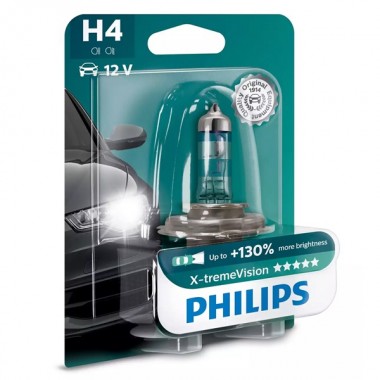Обзор Лампа 12342XV+B1 H4 12V 60/55W P43t (+130% света) (блистер 1шт.) X-treme Vision PHILIPS