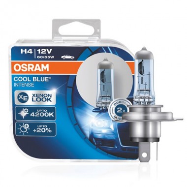 Купить Лампа 64193CBI-HCB H4 12V 60/55W P43t (4200К) COOL BLUE INTENSE OSRAM (упаковка 2шт)