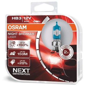 Лампа 9005NL-HCB HB3 60W 12V P20D BOX2 (+150% больше света) NIGHT BREAKER LASER OSRAM (упаковка 2шт)