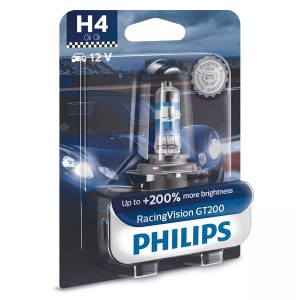 Купить Лампа 12342RGTB1 H4 12V 60/55W P43t (+200% света) (блистер 1шт.) Racing Vision GT200 PHILIPS