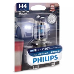 Лампа 12342RVB1 H4 12V 60/55W P43t (+150% света) (блистер 1шт.) Racing Vision PHILIPS