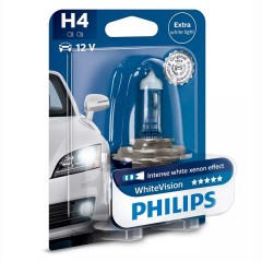Лампа 12342WHVB1 H4 12V 60/55W P43t (абсолютно белый свет) (блистер 1шт.) White Vision PHILIPS