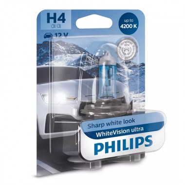 Отзывы Лампа 12342WVUB1 H4 12V 60/55W P43t (абсолютно белый свет) (блистер 1шт.) WhiteVision ultra PHILIPS