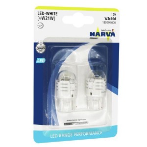Обзор Лампа светодиодная 18099 W21W 12V-LED (W3x16d) 1.75W (блистер 2шт.) Range Performance LED NARVA