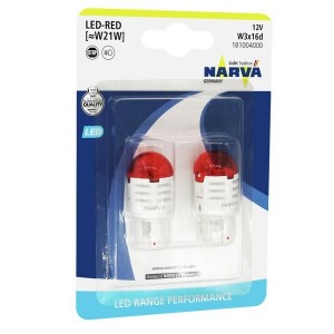 Лампа светодиодная 18100 W21W 12V-LED (W3x16d) 1.75W RED (блистер 2шт.) Range Performance LED NARVA