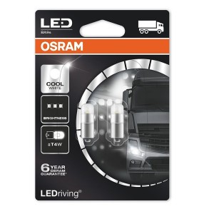 Лампа светодиодная premium 3924CW-02B T4W 24V 1W BA9s 6000K LEDRIVING (уп. 2шт.) OSRAM