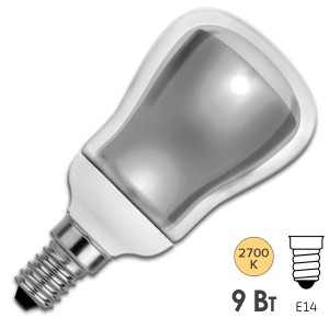 Лампа энергосберегающая ESL R50 9W 2700K E14 теплая, d50x88