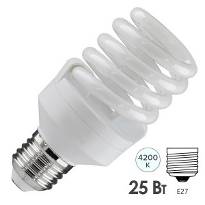 Отзывы Лампа энергосберегающая ESL QL7 25W 4200K E27 спираль d46x110 белая
