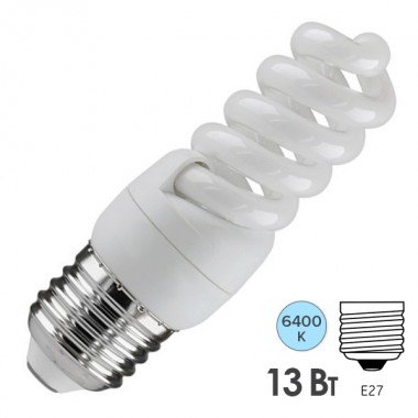 Купить Лампа энергосберегающая ESL QL7 13W 6400K E27 спираль d40x83 холодная