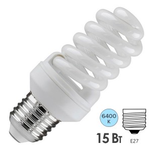 Купить Лампа энергосберегающая ESL QL7 15W 6400K E27 спираль d46x98 холодная