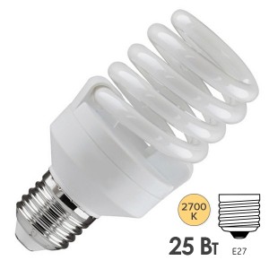 Купить Лампа энергосберегающая ESL QL7 25W 2700K E27 спираль d46x110 теплая