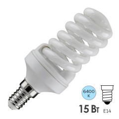 Лампа энергосберегающая ESL QL7 15W 6400K E14 спираль d46x98 холодная