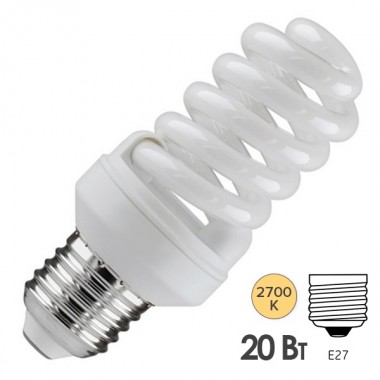 Купить Лампа энергосберегающая ESL QL7 20W 2700K E27 спираль d46x103 теплая