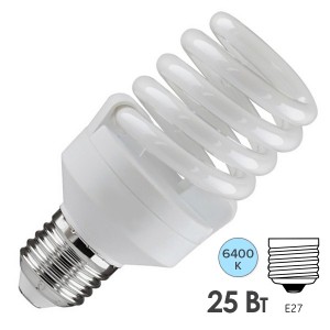 Купить Лампа энергосберегающая ESL QL7 25W 6400K E27 спираль d46x110 холодная
